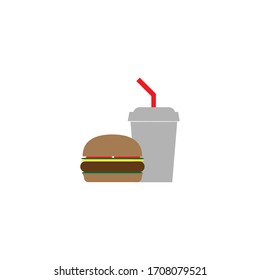 drink illustration and a hamburger for a restaurant icon or symbol