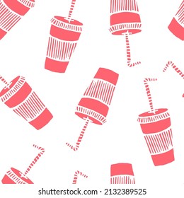 Drink illustration vector pattern on white background