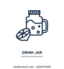 drink jar icon from bistro and restaurant collection. Thin linear drink jar, drink, food outline icon isolated on white background. Line vector drink jar sign, symbol for web and mobile