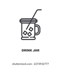 drink jar icon. Thin line drink jar icon from restaurant collection. Outline vector isolated on white background. Editable drink jar symbol can be used web and mobile
