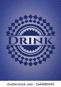 Drink jean or denim emblem or badge background. Vector Illustration. Detailed.