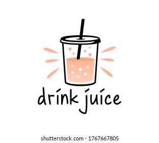 Drink,  juice, beverage and fruit juice, logo design. Food, smoothie, cafe and cafeteria, vector design and illustration