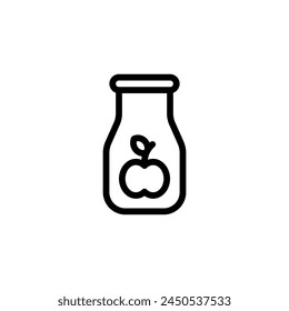 drink juice bottle outline icon and illustration