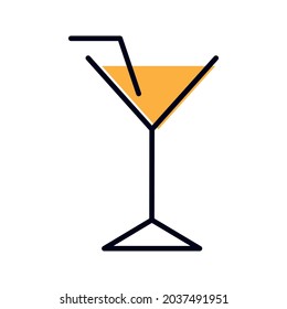 Drink Juice. Cocktail, Mocktail, Water Icon Vector Line On White Background Image For Web, Presentation, Logo, Icon Symbol.
 