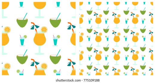 Drink or juice seamless pattern on transparent background