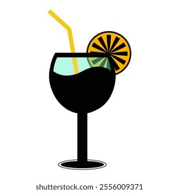 Drink with lemon slice Vector Art for Design