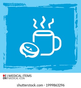 Drink with lemon. Vector image of medical equipment. Conception of healthcare.