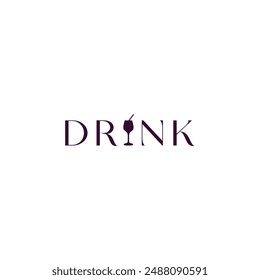 Drink Lettering Vector Logo Design. Drink Icon