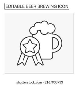  Drink line icon. Alcohol beverage. Reward for best alcohol drink. Beer brewing concept. Isolated vector illustration. Editable stroke