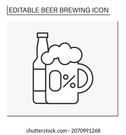  Drink Line Icon. Alcohol By Volume. Hops. Beer Brewing Concept. Isolated Vector Illustration. Editable Stroke