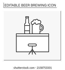  Drink line icon. Brewpub. Bar with alcohol drinks. Beer brewing concept. Isolated vector illustration. Editable stroke