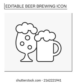  Drink line icon. Craft beers. Bar. Beer brewing concept. Isolated vector illustration. Editable stroke