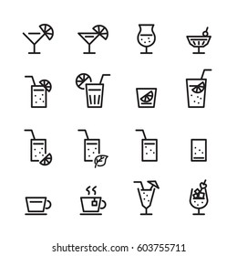 drink line icon set