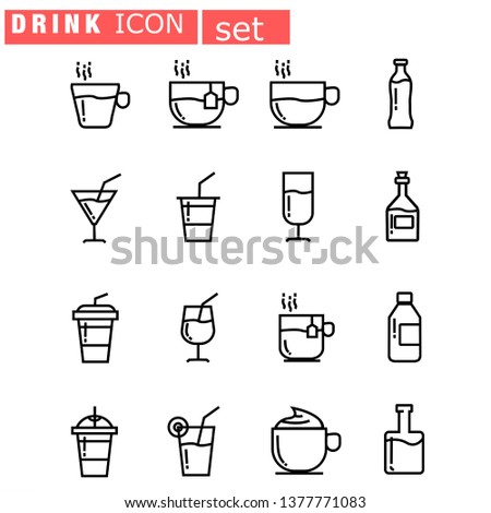 Drink Line Icon set, design vektor