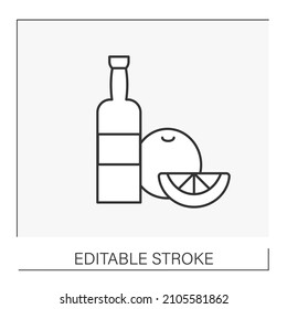  Drink line icon. Tasty fruity pomelo juice in a bottle. Balanced nutrition. Fruit concept. Isolated vector illustration. Editable stroke