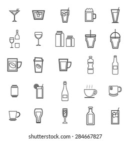 Drink line icons on white background, stock vector