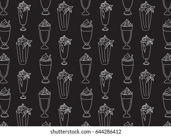 Drink line icons pattern , vector design illustration
