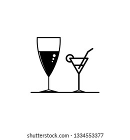 drink lines icons on white background - vector illustration.