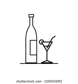 drink lines icons on white background - vector illustration.