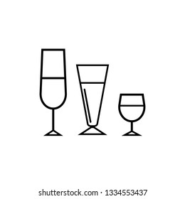 drink lines icons on white background - vector illustration.