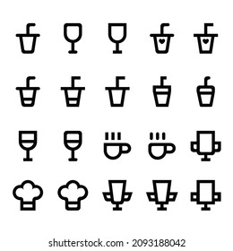 Drink lines icons set on white background