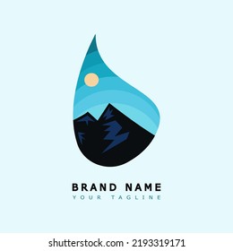 drink logo with a combination of water and mountains. suitable for drinking water production business