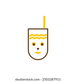 drink logo cute cup vector, with text best for beverage bar design template. drink cup logo. Coffee and Tea.