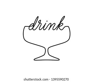 Drink logo emblem design. Vector sign with lettering and glass symbol