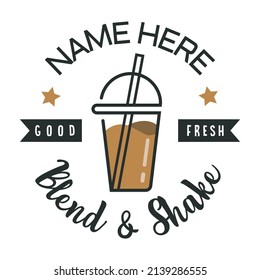 drink logo with straw. isolated on white background