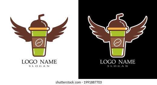 drink logo with wings combination