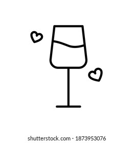 drink love wine icon line style vector