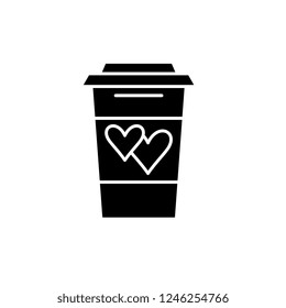 Drink of lovers black icon, vector sign on isolated background. Drink of lovers concept symbol, illustration 