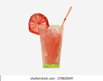 drink low poly fresh juice drink lemonade cocktail vector illustration