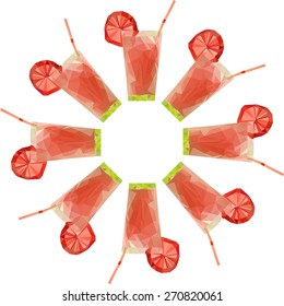 drink low poly fresh juice drink lemonade cocktail vector illustration