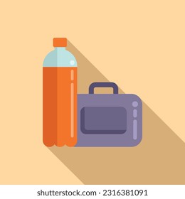 Drink und Lunch Box Symbol flach Vektorgrafik. Schulessen. Kleingebäck