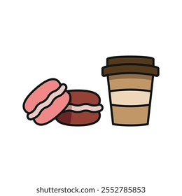 Drink and macaron set food icon vector basic design simple and modern concept graphic