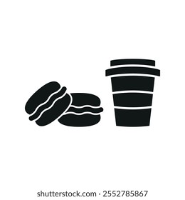 Drink and macaron set food icon vector basic design simple and modern concept graphic