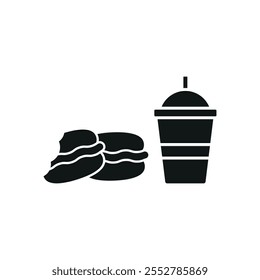 Drink and macaron set food icon vector basic design simple and modern concept graphic