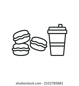 Drink and macaron set food icon vector basic design simple and modern concept graphic