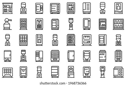 Drink machine icons set. Outline set of drink machine vector icons for web design isolated on white background