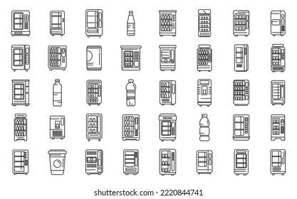 Drink machine icons set outline vector. Water plastic. Cooler bottle