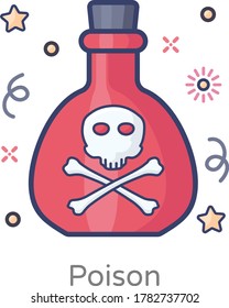 Una bebida con propiedades mágicas, diseño plano del icono de poción mágica