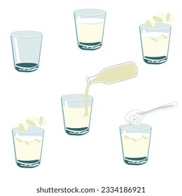 Experimentierender Sekretär der Getränkeindustrie, Wasser, Milch, Eis