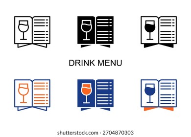 Icono de menú de bebidas Multi Style Ilustración vectorial