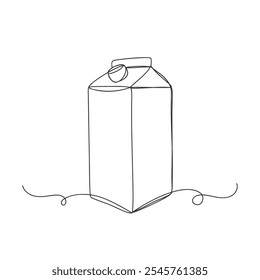 Beba a caixa de leite em uma única linha contínua arte desenho estilo vetor ilustração no fundo branco.