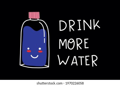 drink more water. bottle of water. doodle