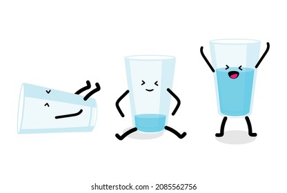 Drink more water concept. Glass of water. Vector