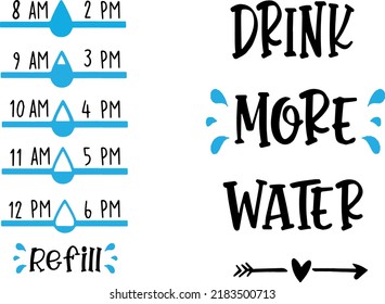 Drink More Water, files for cricut, Water bottle tracker, Intake, Typography, Fitness, Gym, Tumbler, Motivational, Vector, Inspirational