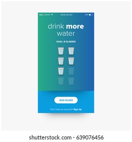 Drink More Water Glass Counting App UI Design