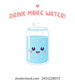 Drink more water jar with water , character vector illustration